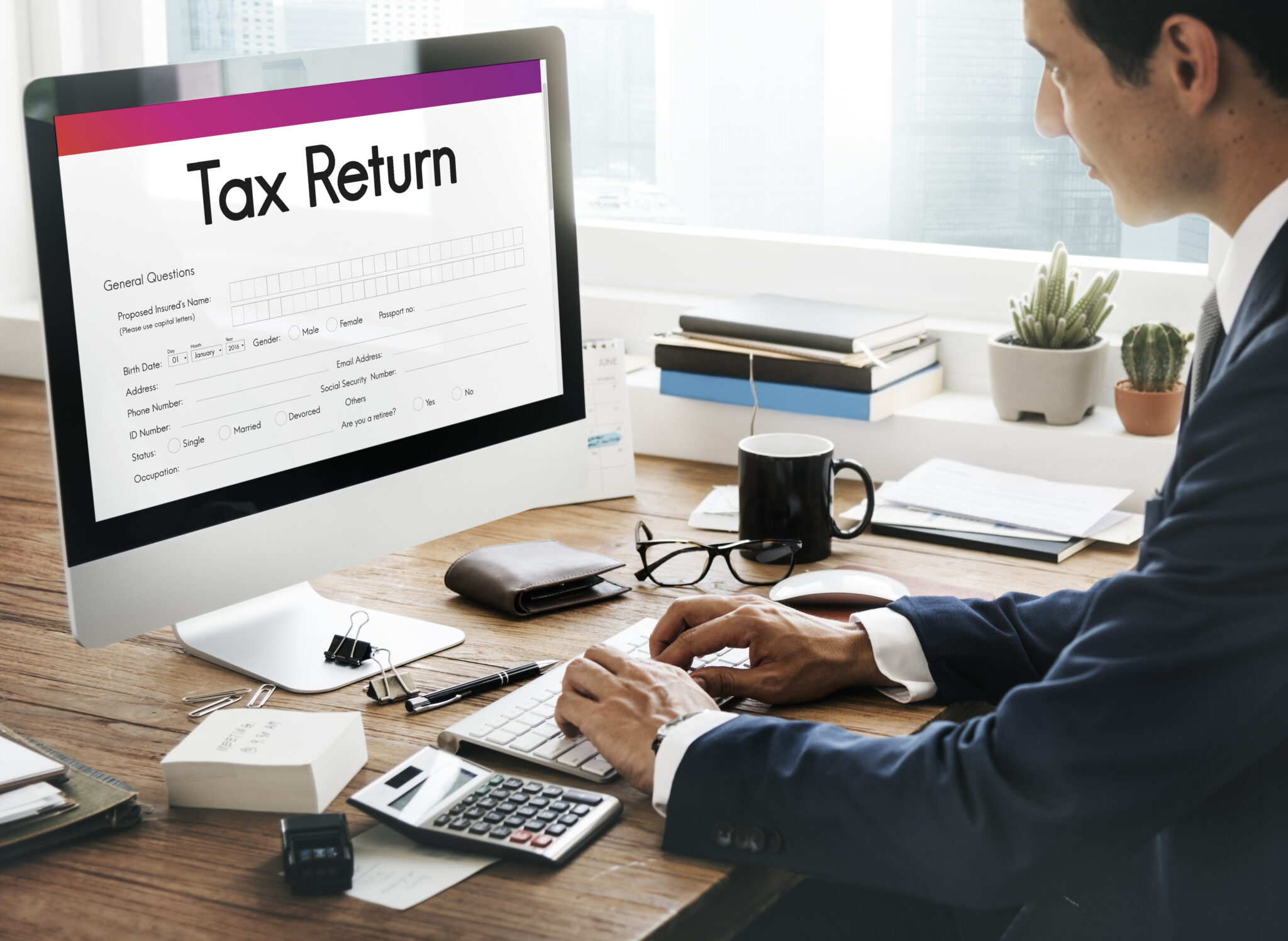 tax return financial form concept