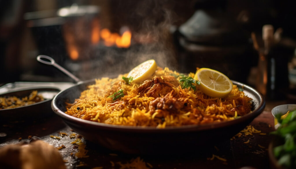 Homemade delicious mutton biriyani
